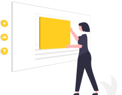 Woman drawing on a board